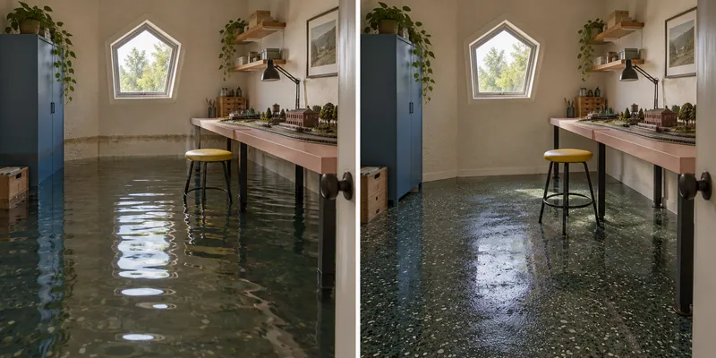 Water Extraction Near North Richland Hills City Hall before and after accessible standing-water pickup